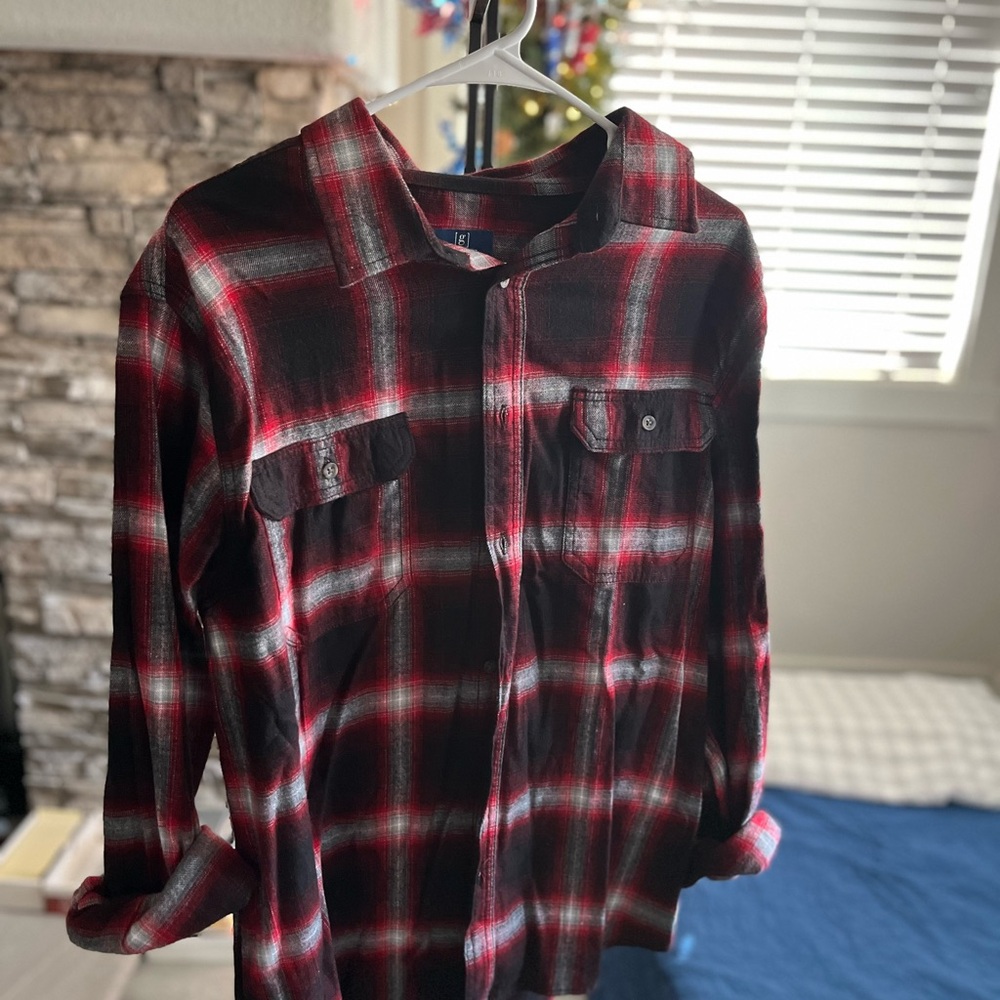 George Red and Gray Plaid Shirt